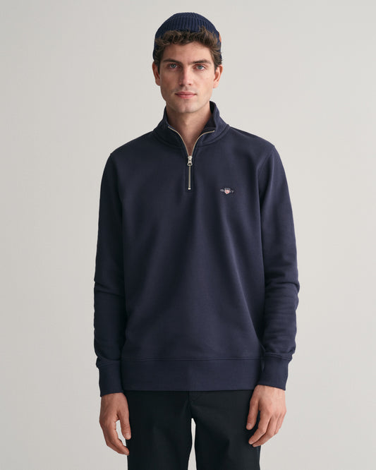 Bluza męska z zamkiem do połowy regular fit granatowa