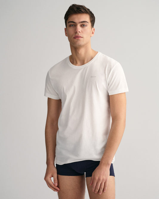 Bawełniany t-shirt męski okrągły kołnierzyk biały