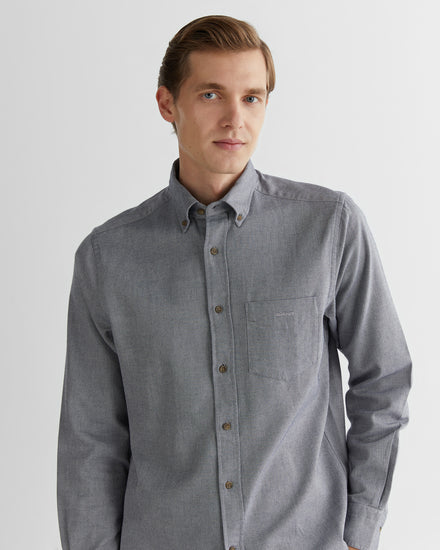 Bawełniana koszula męska z długim rękawem regular fit szara