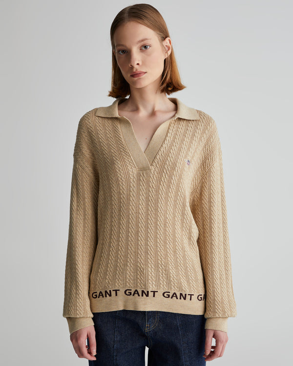 Damski krótki sweter pleciony