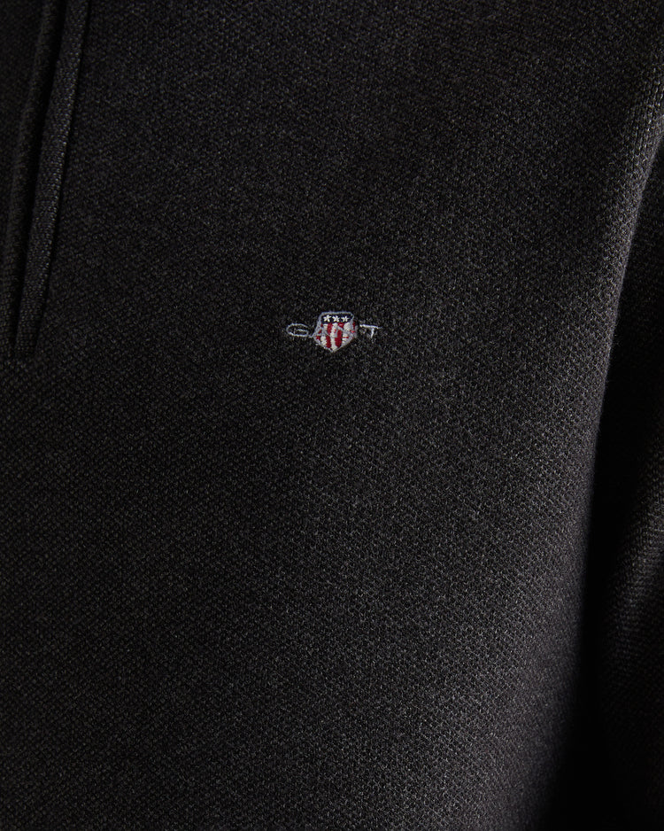 Sweter męski z zamkiem do połowy relaxed fit czarny