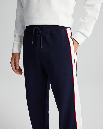 Bawełniane spodnie dresowe męskie z nadrukiem regular fit białe