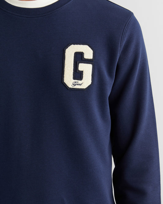 Bluza męska z okrągłym kołnierzykiem regular fit granatowa