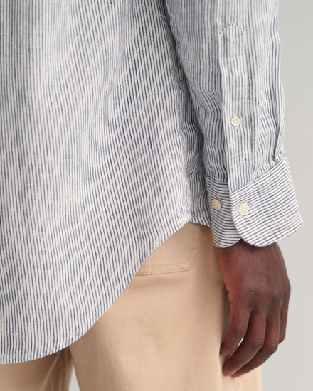 Koszula męska w paski długi rękaw regular fit biała