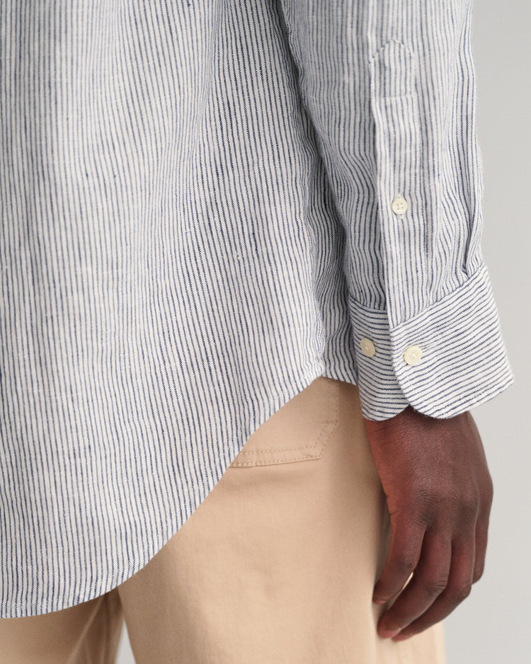 Koszula męska w paski długi rękaw regular fit biała