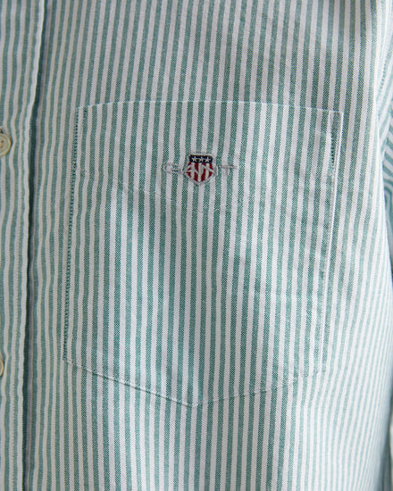 Bawełniana koszula męska w paski z długim rękawem regular fit