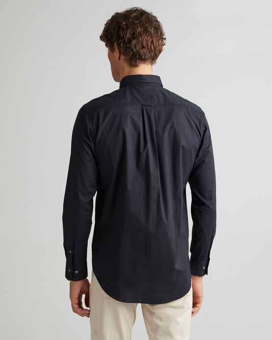 Bawełniana koszula męska z długim rękawem regular fit granatowa