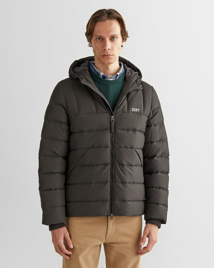 Kurtka męska z kapturem z nadrukiem regular fit szara