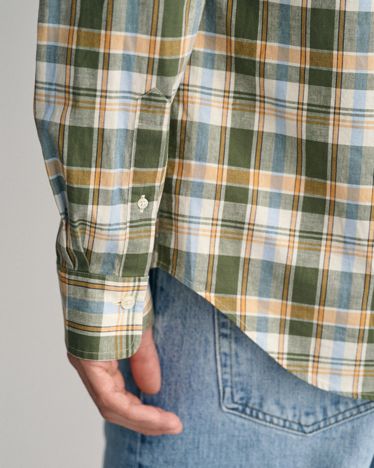 Koszula męska w kratkę z długim rękawem regular fit zielona