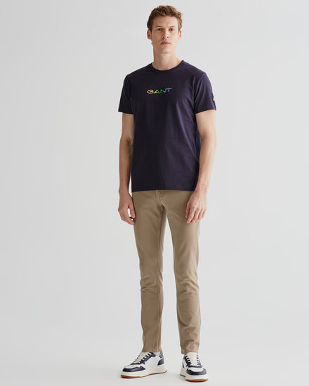 Bawełniany t-shirt męski z nadrukiem okrągły kołnierzyk regular fit