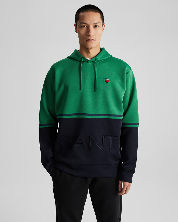 Bluza męska z nadrukiem z kapturem regular fit zielona