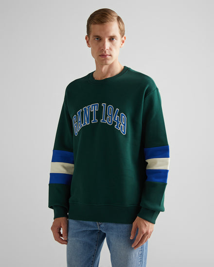 Bawełniana bluza męska z długim rękawem okrągły kołnierzyk relaxed fit