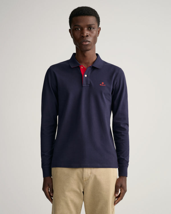 Polo męskie z długim rękawem z kołnierzykiem polo regular fit