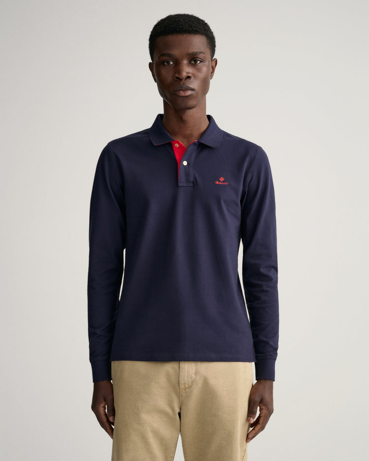 Polo męskie z długim rękawem z kołnierzykiem polo regular fit