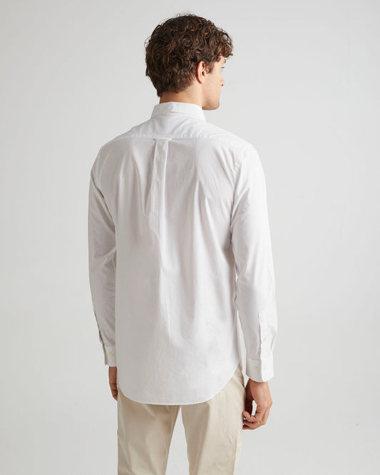 Bawełniana koszula męska z długim rękawem regular fit biała