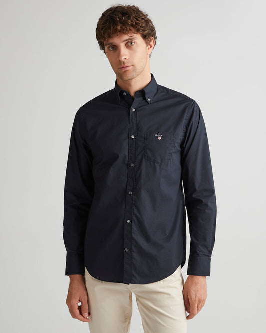 Bawełniana koszula męska z długim rękawem regular fit czarna