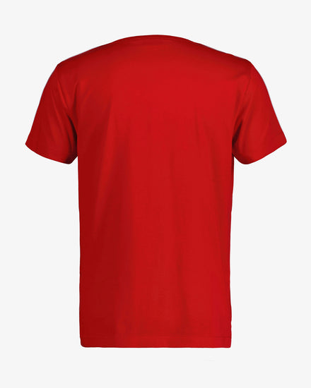 Bawełniany t-shirt męski okrągły kołnierzyk czerwony