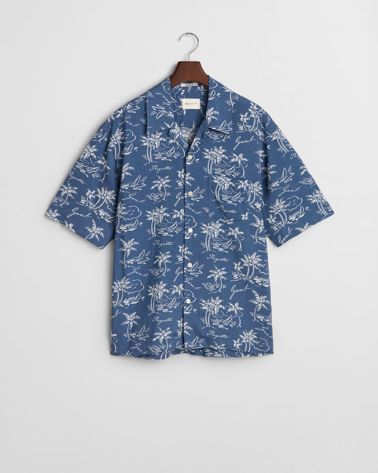 Koszula o luźnym kroju z nadrukiem w stylu wyspiarskim