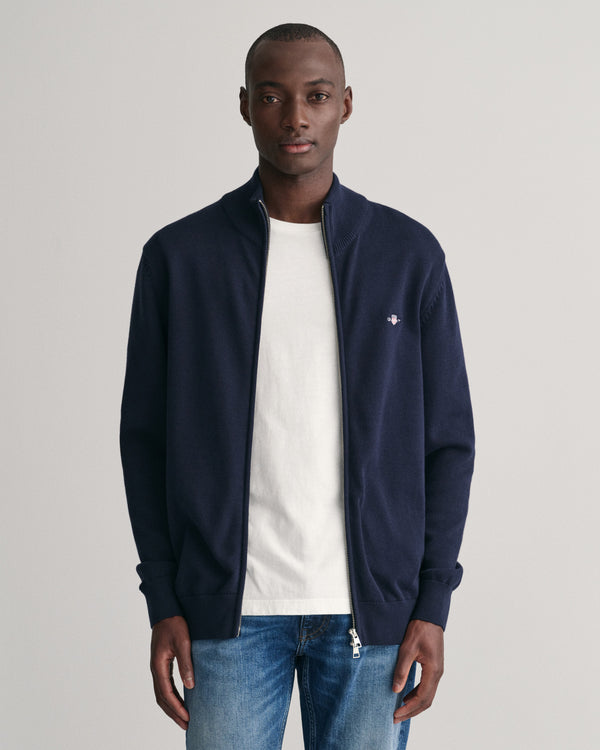 Sweter męski z zamkiem regular fit granatowy