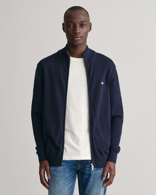 Sweter męski z zamkiem regular fit granatowy