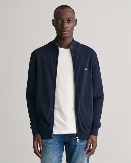 Sweter męski z zamkiem regular fit granatowy