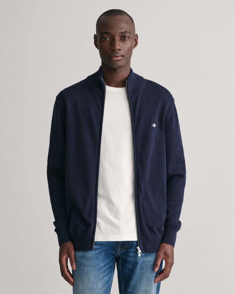 Sweter męski z zamkiem regular fit granatowy