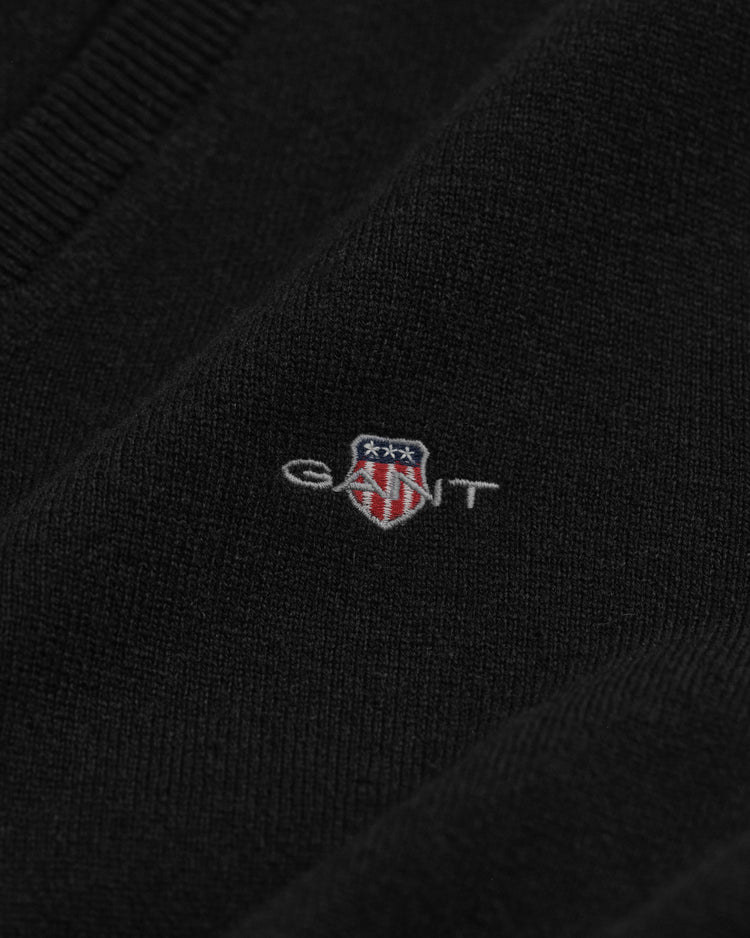 Sweter męski z dekoltem V regular fit czarny