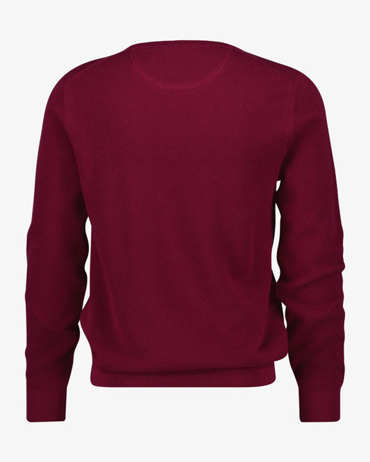Sweter męski z okrągłym kołnierzykiem regular fit bordowy