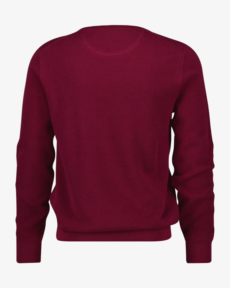 Sweter męski z okrągłym kołnierzykiem regular fit bordowy
