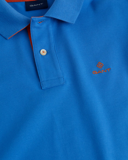 Polo męskie z krótkim rękawem slim fit niebieskie