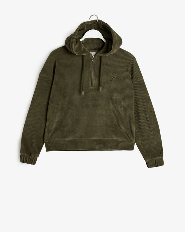 Bluza damska z nadrukiem z zamkiem do połowy regular fit zielona