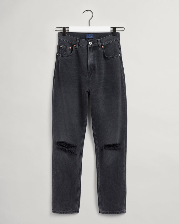 Bawełniane spodnie jeansowe damskie slim fit czarne