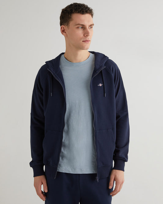 Bawełniana bluza męska z kapturem regular fit granatowa