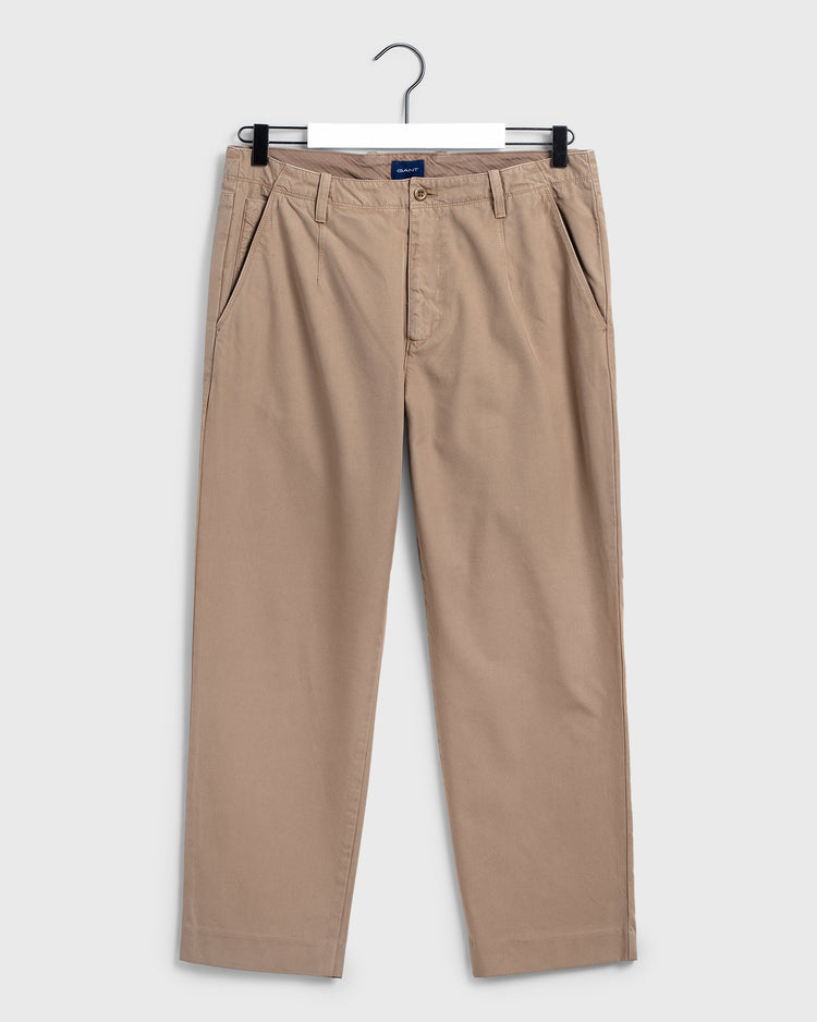 Bawełniane spodnie męskie slim fit beżowe