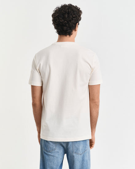 Bawełniany t-shirt męski z nadrukiem okrągły kołnierzyk regular fit