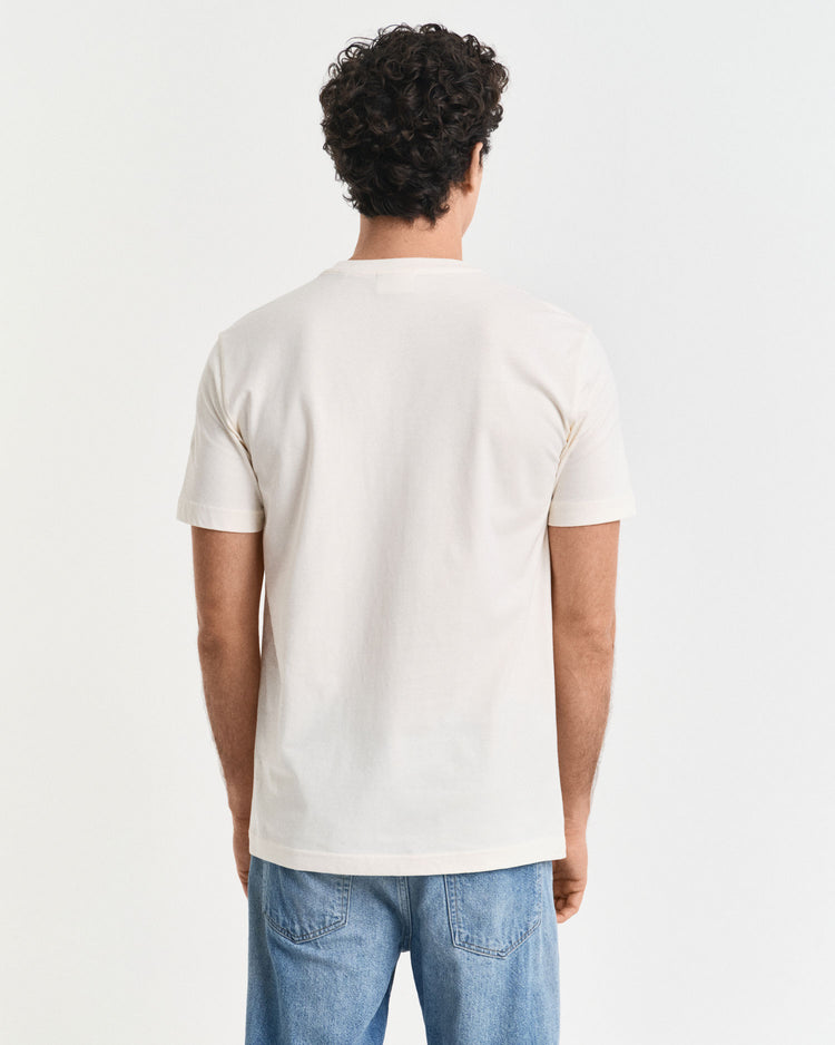 Bawełniany t-shirt męski z nadrukiem okrągły kołnierzyk regular fit