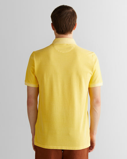 Polo męskie z krótkim rękawem regular fit żółte
