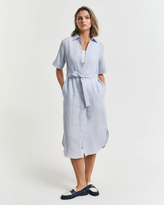 Sukienka damska z krótkim rękawem i kołnierzykiem w szpic regular fit