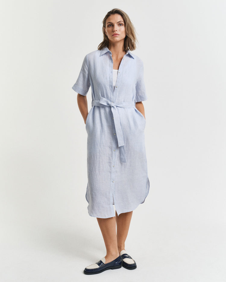 Sukienka damska z krótkim rękawem i kołnierzykiem w szpic regular fit