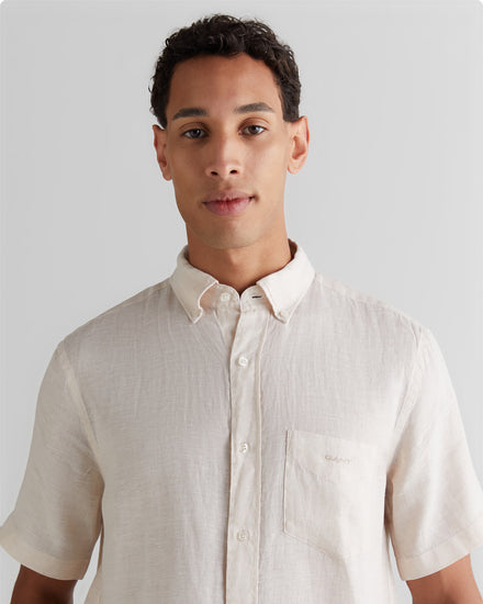 Koszula męska z krótkim rękawem regular fit beżowa