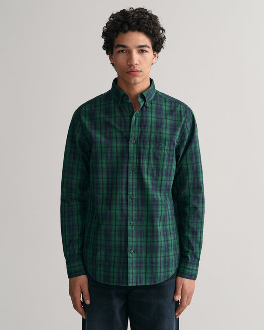Bawełniana koszula męska w kratkę regular fit zielona