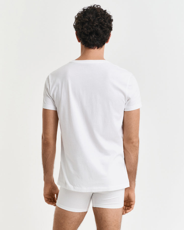 Bielizna męska z okrągłym kołnierzykiem i krótkim rękawem biała