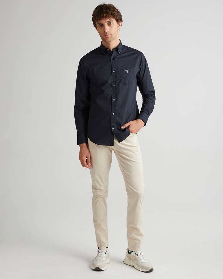 Bawełniana koszula męska z długim rękawem regular fit czarna