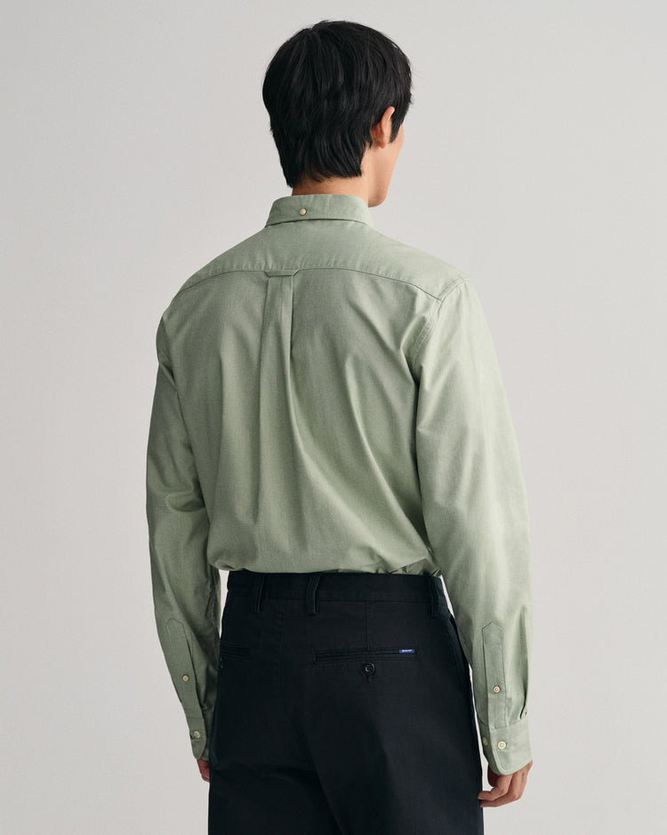 Bawełniana koszula męska z długim rękawem regular fit zielona