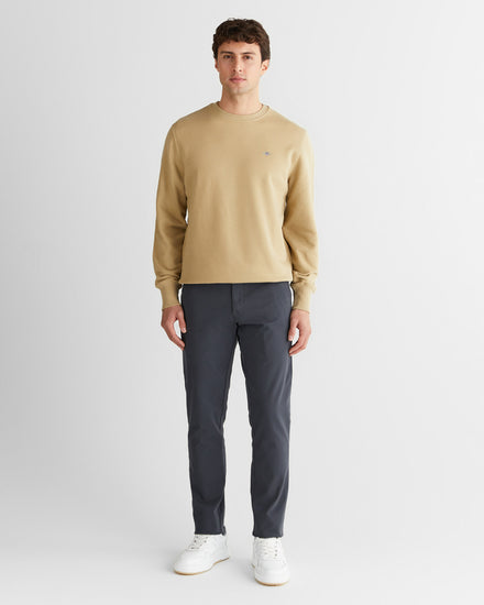 Bluza męska okrągły kołnierzyk regular fit beżowa