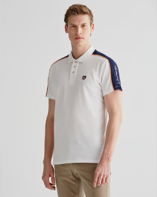 Bawełniany polo męski z nadrukiem z krótkim rękawem regular fit