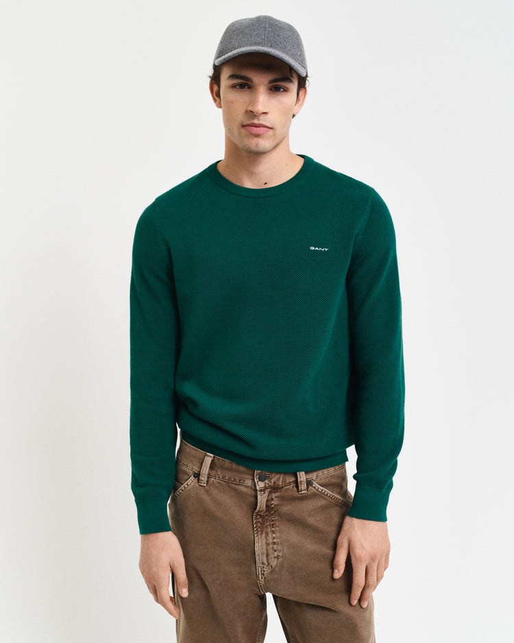 Sweter męski z okrągłym kołnierzykiem i długim rękawem regular fit