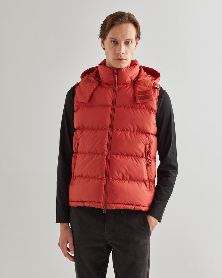 Bezrękawniki męskie z kapturem regular fit czerwone