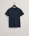 Bawełniany t-shirt męski z dekoltem V slim fit granatowy