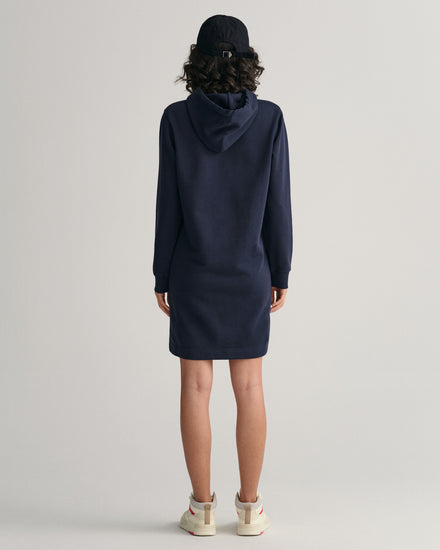 Sukienka damska z kapturem z nadrukiem regular fit granatowa
